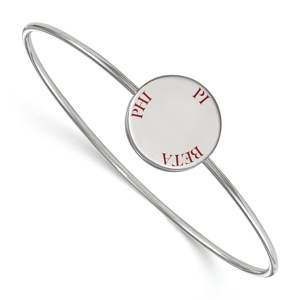 Sterling Silver Pi Beta Phi Enamel Red Letters Bangle - 6 in., Item B15054 by The Black Bow Jewelry Co.