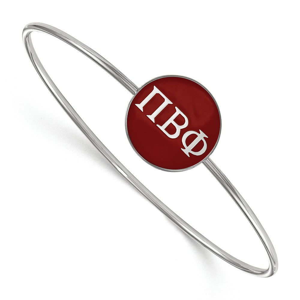 Sterling Silver Pi Beta Phi Red Enamel Greek Bangle - 8 in., Item B15059 by The Black Bow Jewelry Co.
