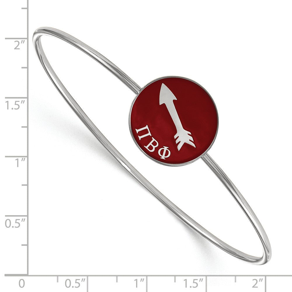 Alternate view of the Sterling Silver Pi Beta Phi Enamel Bangle - 8 in. by The Black Bow Jewelry Co.