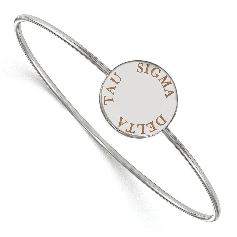 Sterling Silver Sigma Delta Tau Enamel Brown Letters Bangle - 6 in., Item B15066 by The Black Bow Jewelry Co.
