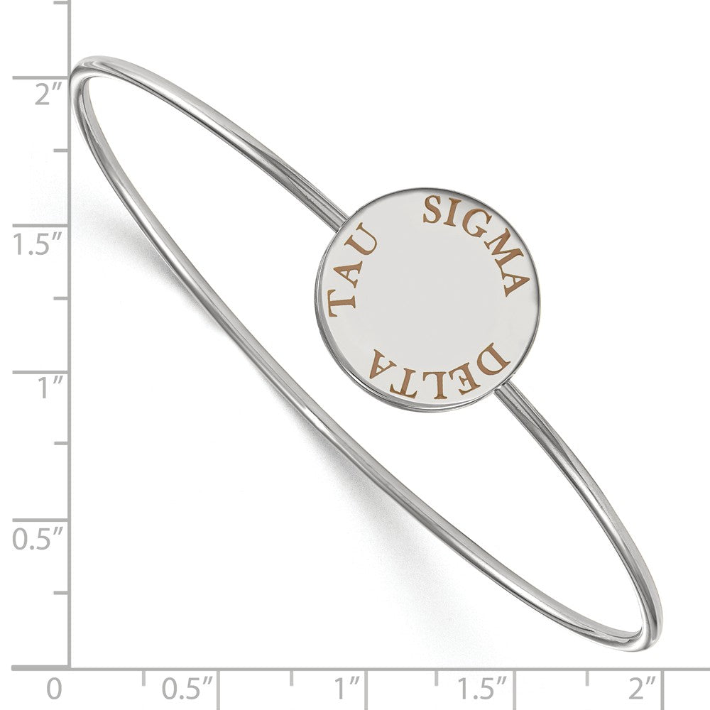 Alternate view of the Sterling Silver Sigma Delta Tau Enamel Brown Letters Bangle - 6 in. by The Black Bow Jewelry Co.