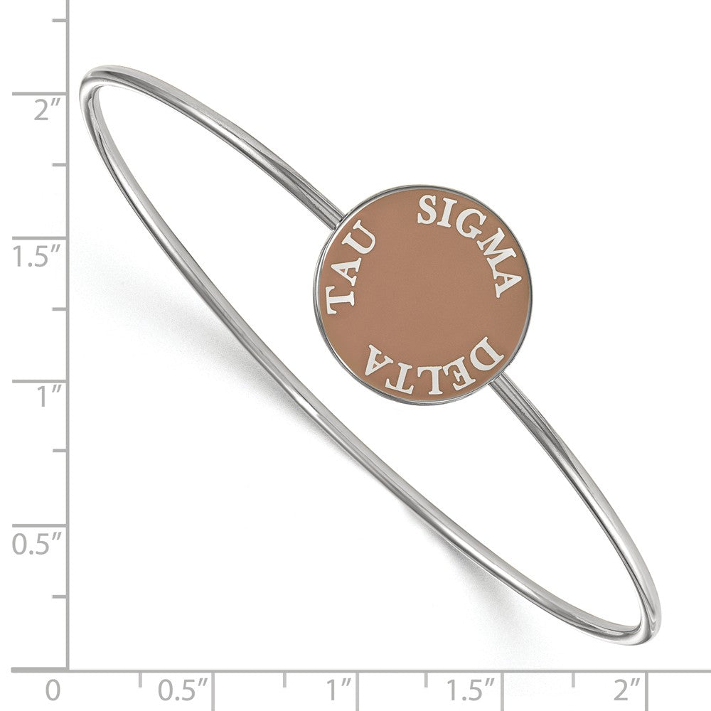 Alternate view of the Sterling Silver Sigma Delta Tau Brown Enamel Bangle - 6 in. by The Black Bow Jewelry Co.