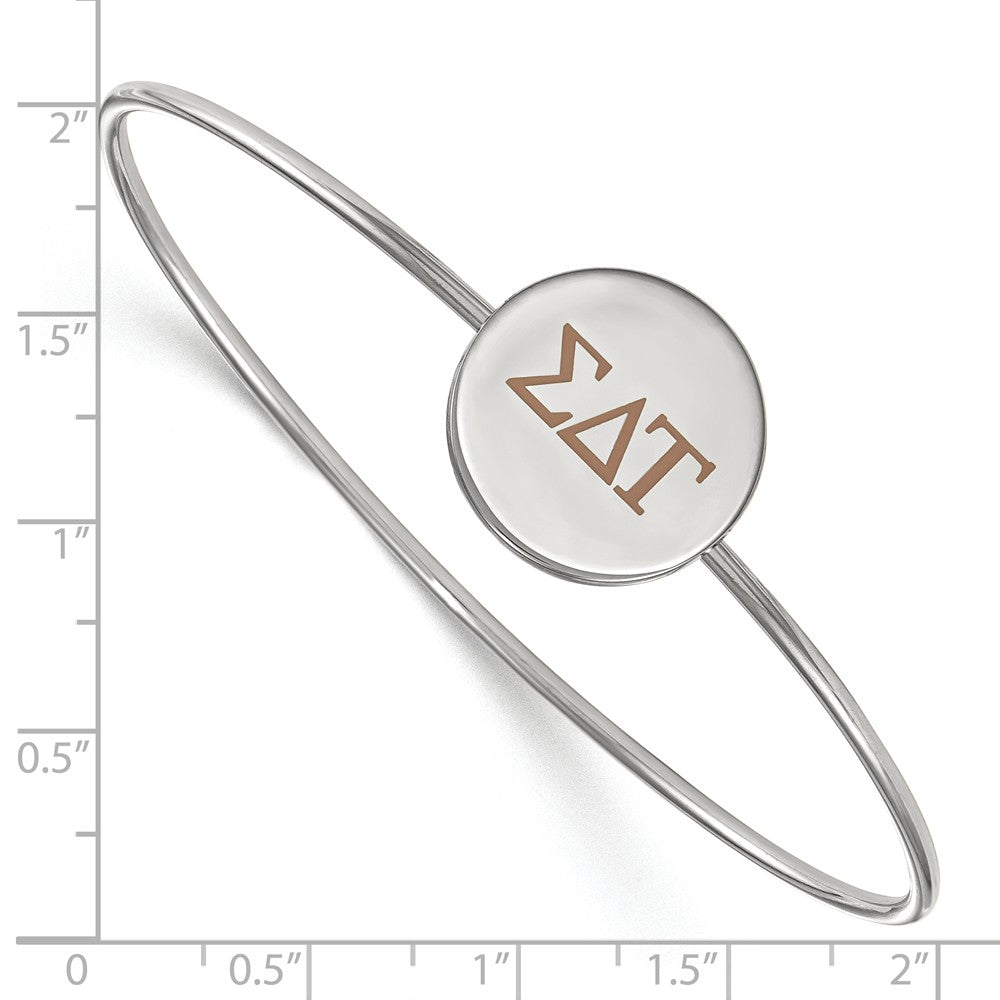 Alternate view of the Sterling Silver Sigma Delta Tau Enamel Brown Greek Bangle - 6 in. by The Black Bow Jewelry Co.