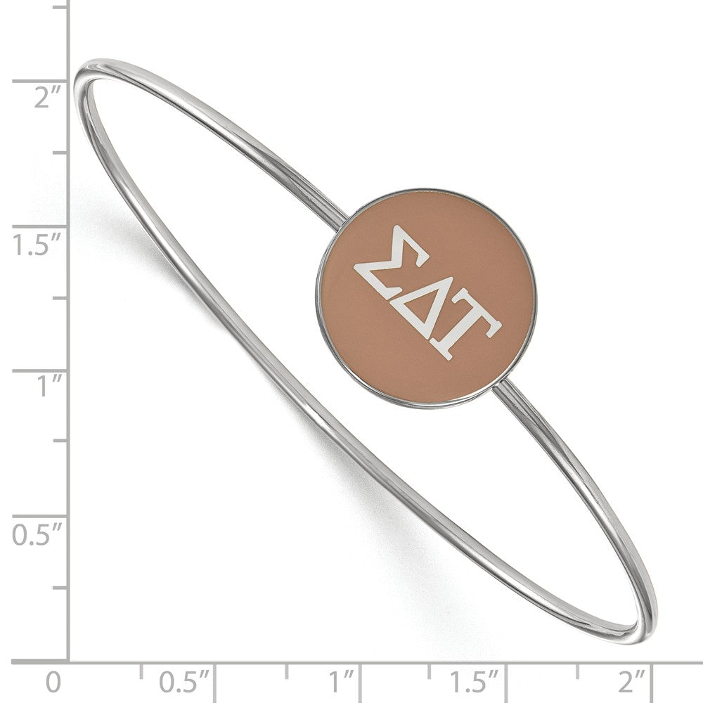 Alternate view of the Sterling Silver Sigma Delta Tau Brown Enamel Greek Bangle - 6 in. by The Black Bow Jewelry Co.