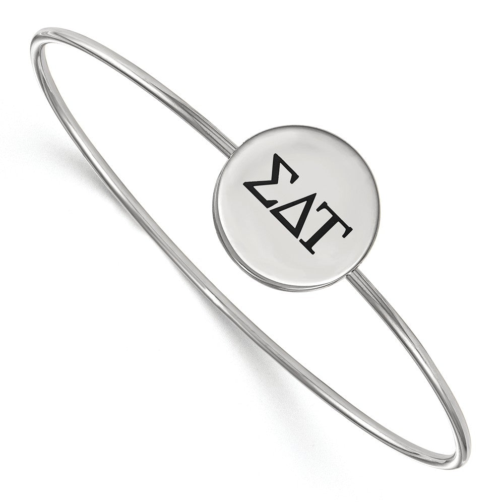Sterling Silver Sigma Delta Tau Enamel Greek Letters Bangle - 6 in., Item B15074 by The Black Bow Jewelry Co.