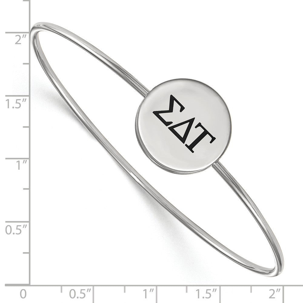 Alternate view of the Sterling Silver Sigma Delta Tau Enamel Greek Letters Bangle - 6 in. by The Black Bow Jewelry Co.