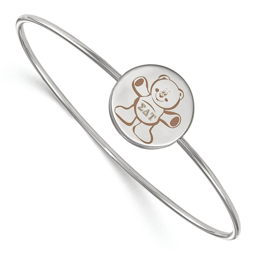 Sterling Silver Sigma Delta Tau Enamel Brown Bear Bangle - 6 in., Item B15076 by The Black Bow Jewelry Co.