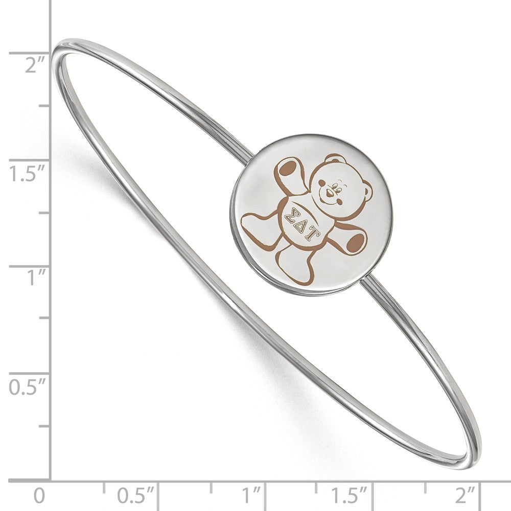 Alternate view of the Sterling Silver Sigma Delta Tau Enamel Brown Bear Bangle - 6 in. by The Black Bow Jewelry Co.