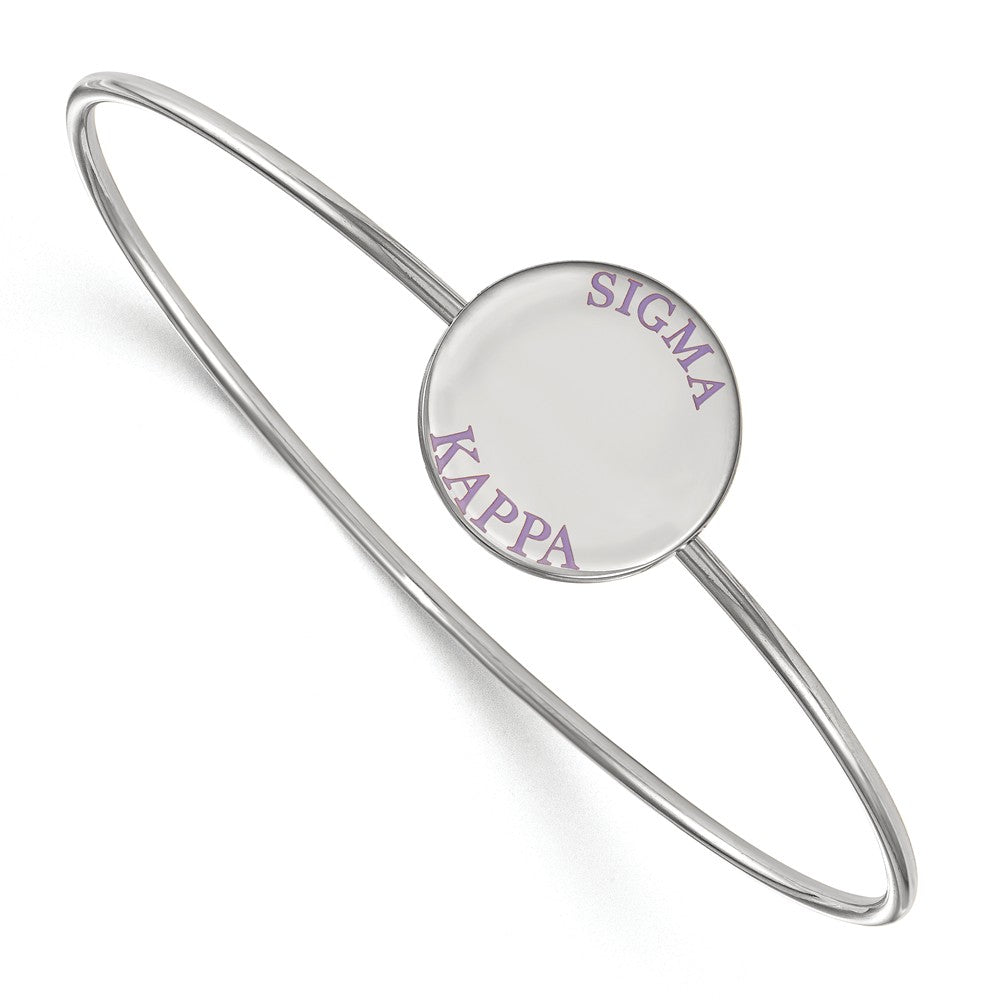 Sterling Silver Sigma Kappa Enamel Purple Letters Bangle - 6 in., Item B15080 by The Black Bow Jewelry Co.