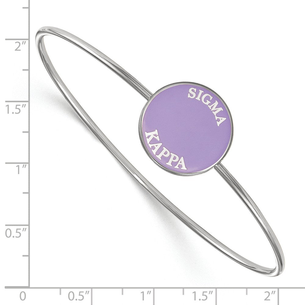 Alternate view of the Sterling Silver Sigma Kappa Purple Enamel Bangle - 6 in. by The Black Bow Jewelry Co.