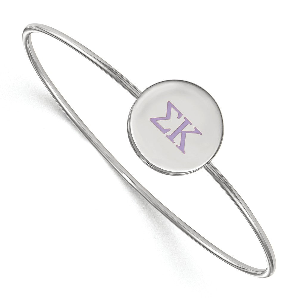 Sterling Silver Sigma Kappa Enamel Purple Greek Letters Bangle - 8 in., Item B15085 by The Black Bow Jewelry Co.