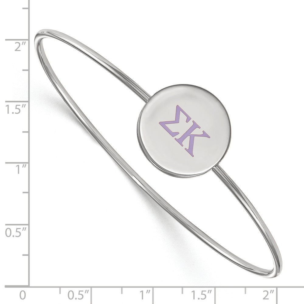 Alternate view of the Sterling Silver Sigma Kappa Enamel Purple Greek Letters Bangle - 8 in. by The Black Bow Jewelry Co.