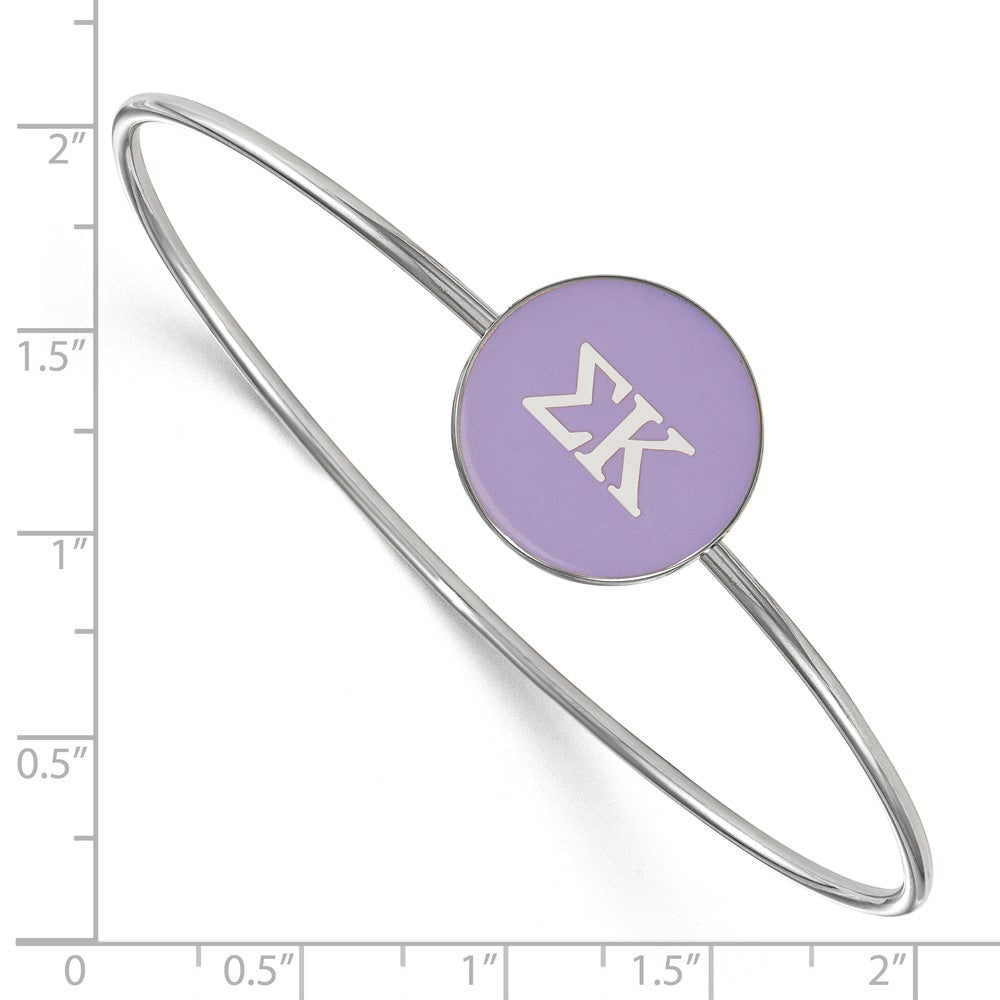 Alternate view of the Sterling Silver Sigma Kappa Purple Enamel Greek Letters Bangle - 6 in. by The Black Bow Jewelry Co.