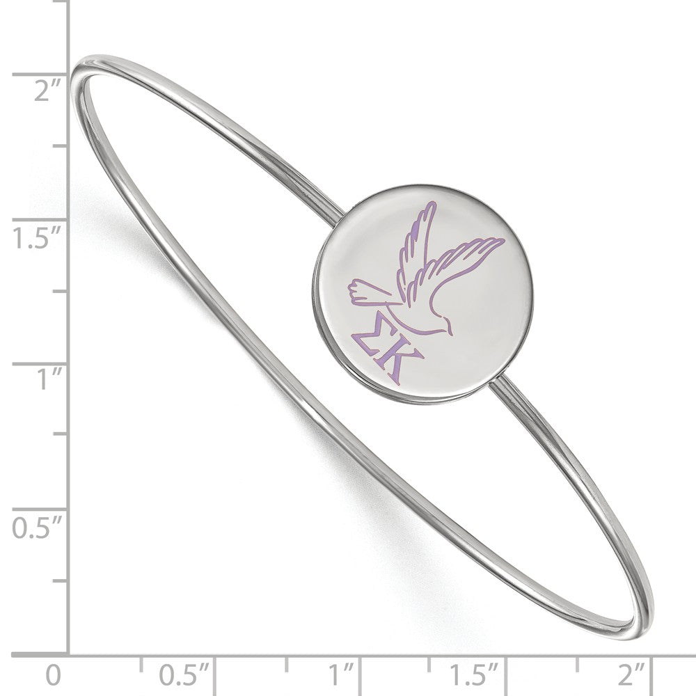 Alternate view of the Sterling Silver Sigma Kappa Enamel Purple Dove Bangle - 6 in. by The Black Bow Jewelry Co.