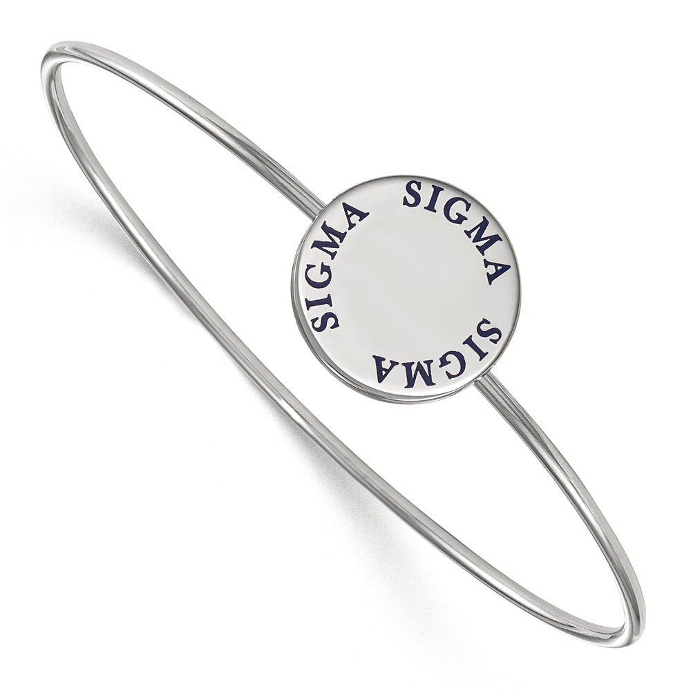 Sterling Silver Sigma Sigma Sigma Enamel Blue Letters Bangle - 6 in., Item B15094 by The Black Bow Jewelry Co.