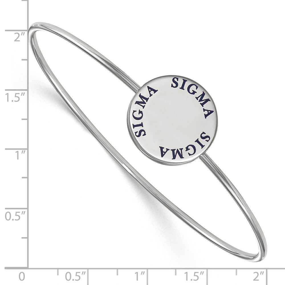 Alternate view of the Sterling Silver Sigma Sigma Sigma Enamel Blue Letters Bangle - 6 in. by The Black Bow Jewelry Co.