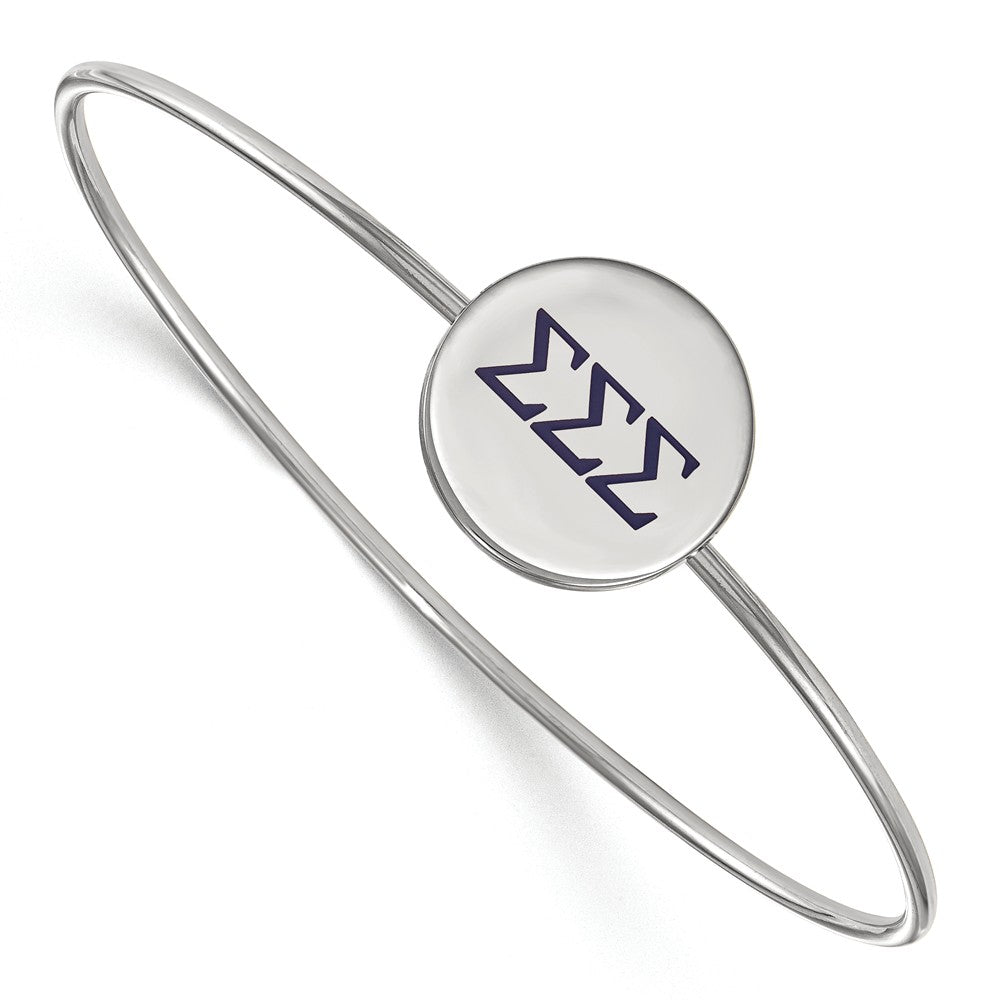 Sterling Silver Sigma Sigma Sigma Enamel Blue Greek Bangle - 6 in., Item B15098 by The Black Bow Jewelry Co.