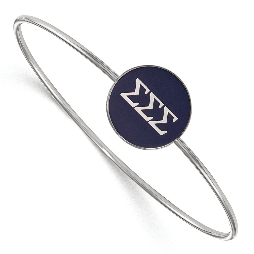 Sterling Silver Sigma Sigma Sigma Blue Enamel Greek Bangle - 6 in., Item B15100 by The Black Bow Jewelry Co.