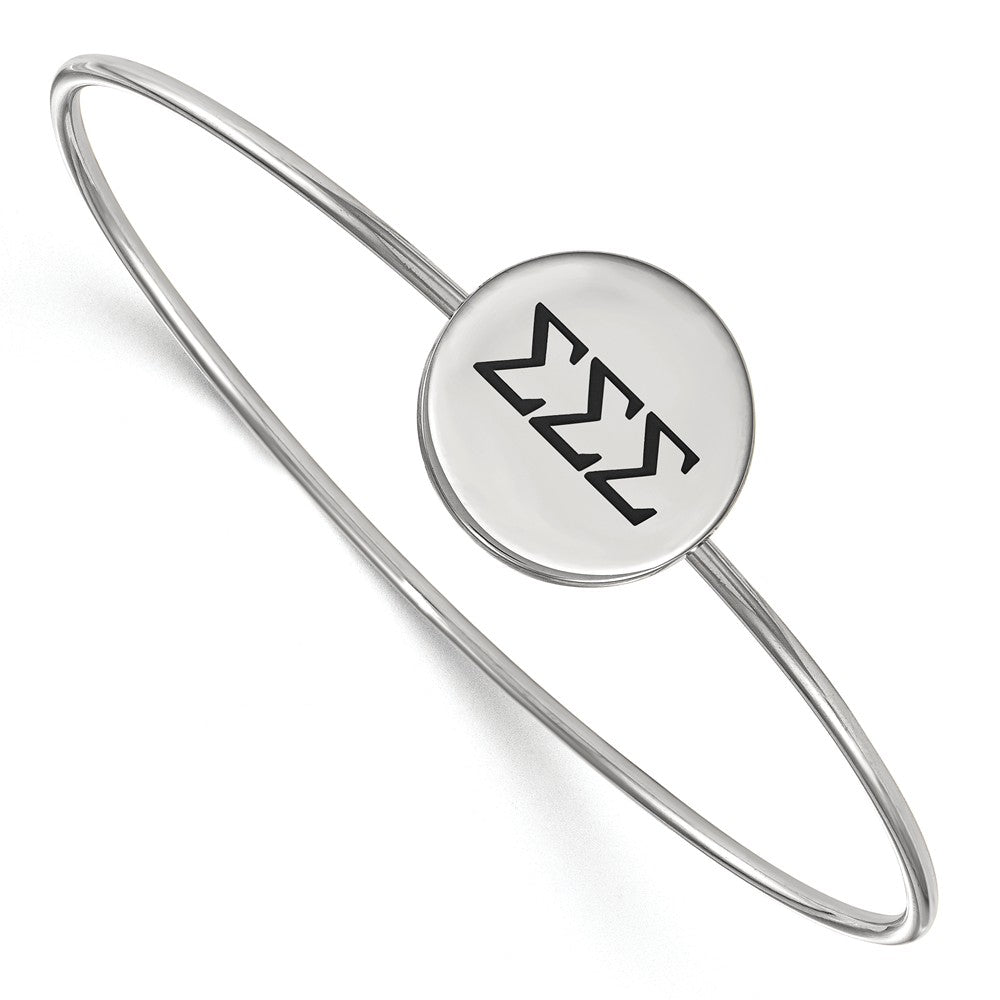 Sterling Silver Sigma Sigma Sigma Enamel Greek Letters Bangle - 6 in., Item B15102 by The Black Bow Jewelry Co.