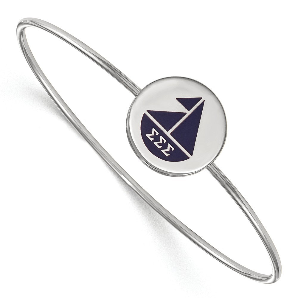 Sterling Silver Sigma Sigma Sigma Enamel Blue Sailboat Bangle - 6 in., Item B15104 by The Black Bow Jewelry Co.
