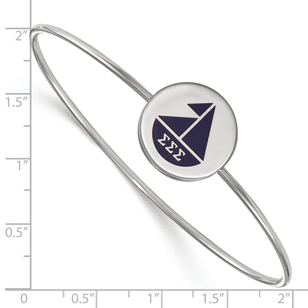 Alternate view of the Sterling Silver Sigma Sigma Sigma Enamel Blue Sailboat Bangle - 6 in. by The Black Bow Jewelry Co.