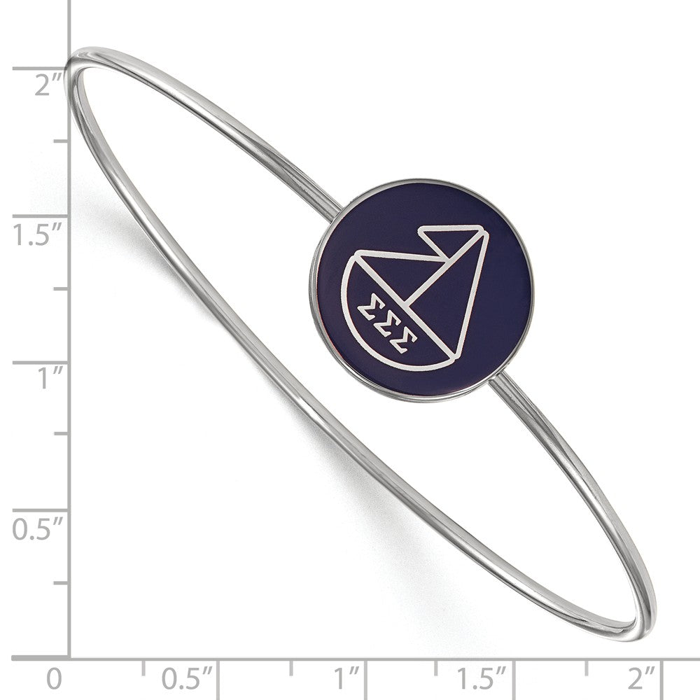 Alternate view of the Sterling Silver Sigma Sigma Sigma Enamel Bangle - 6 in. by The Black Bow Jewelry Co.