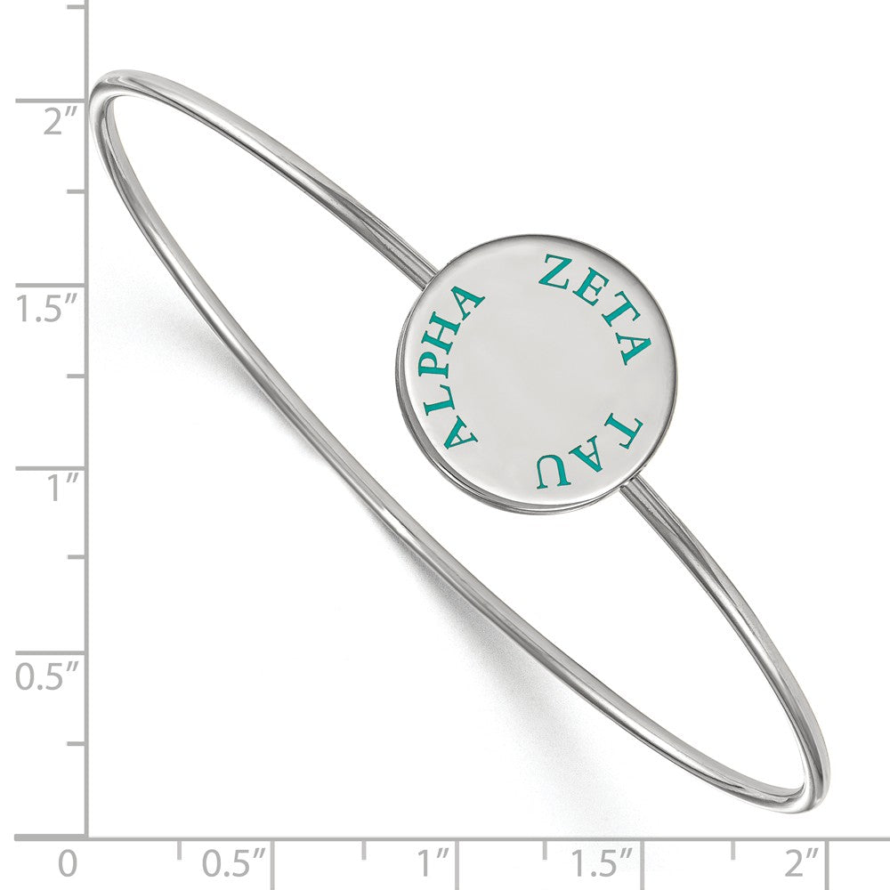 Alternate view of the Sterling Silver Zeta Tau Alpha Enamel Teal Letters Bangle - 6 in. by The Black Bow Jewelry Co.