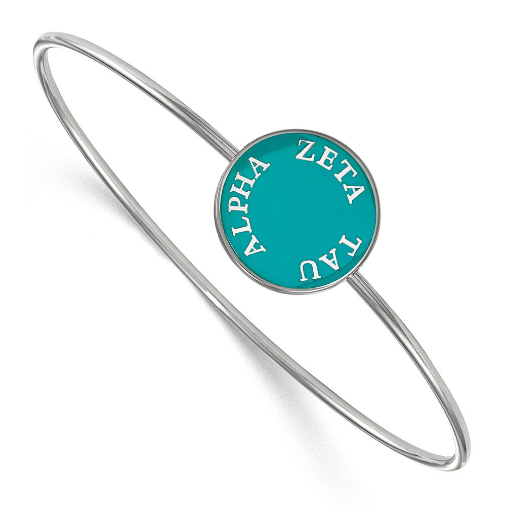 Sterling Silver Zeta Tau Alpha Teal Enamel Bangle - 6 in., Item B15124 by The Black Bow Jewelry Co.