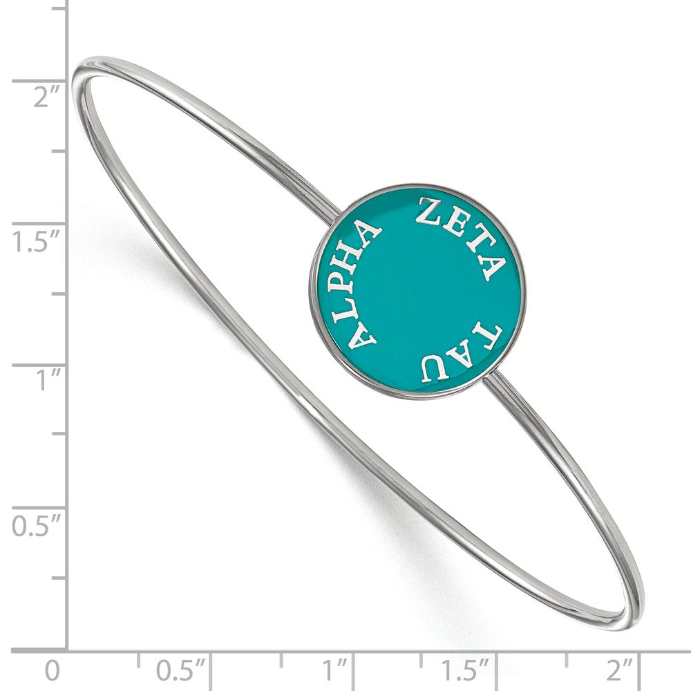 Alternate view of the Sterling Silver Zeta Tau Alpha Teal Enamel Bangle - 6 in. by The Black Bow Jewelry Co.