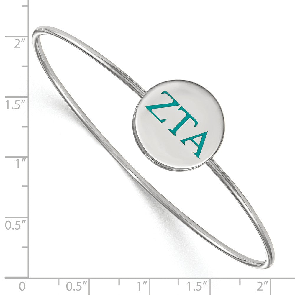 Alternate view of the Sterling Silver Zeta Tau Alpha Enamel Teal Greek Letter Bangle - 6 in. by The Black Bow Jewelry Co.