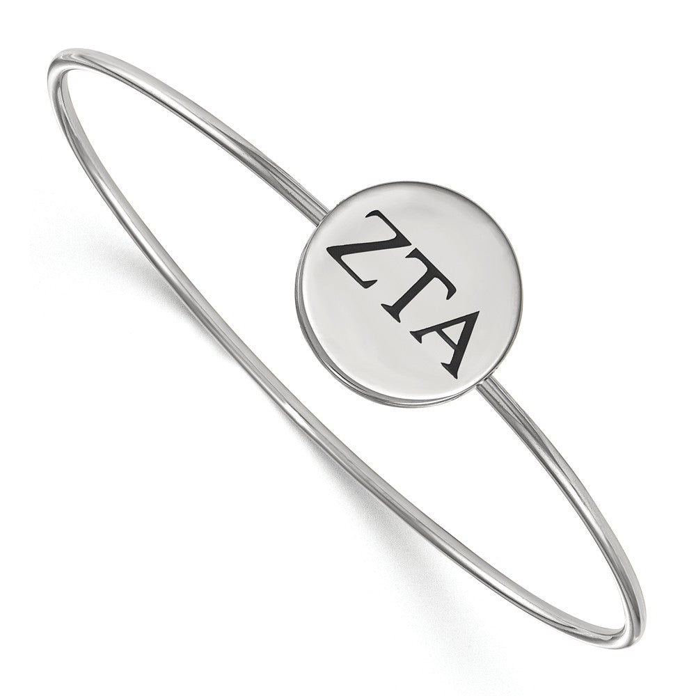 Sterling Silver Zeta Tau Alpha Enamel Greek Letters Bangle - 6 in., Item B15130 by The Black Bow Jewelry Co.