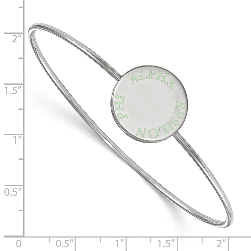 Alternate view of the Sterling Silver Alpha Epsilon Phi Enamel Green Letters Bangle - 7 in. by The Black Bow Jewelry Co.