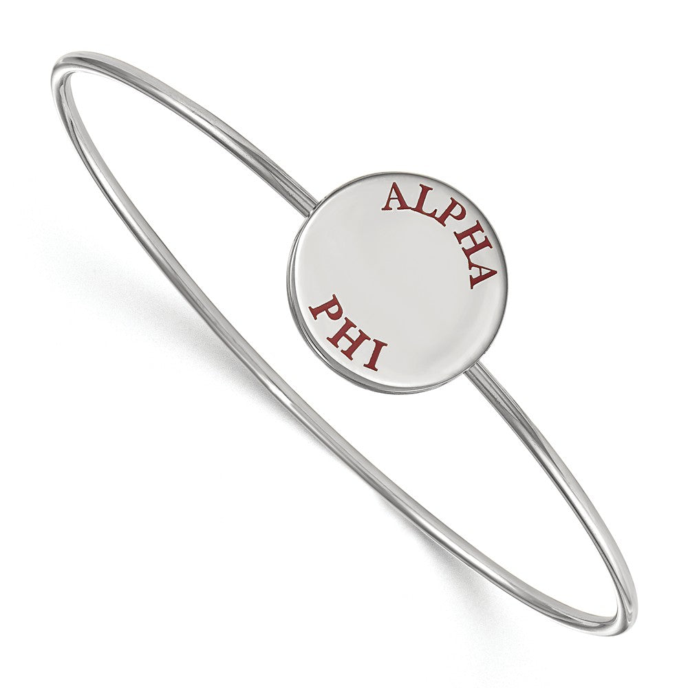 Sterling Silver Alpha Phi Enamel Red Letters Bangle - 7 in., Item B15170 by The Black Bow Jewelry Co.
