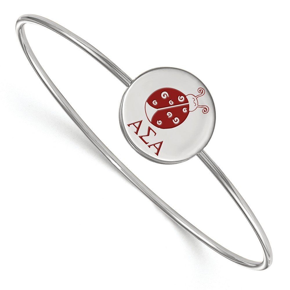 Sterling Silver Alpha Sigma Alpha Enamel Ladybug Bangle - 7 in., Item B15182 by The Black Bow Jewelry Co.