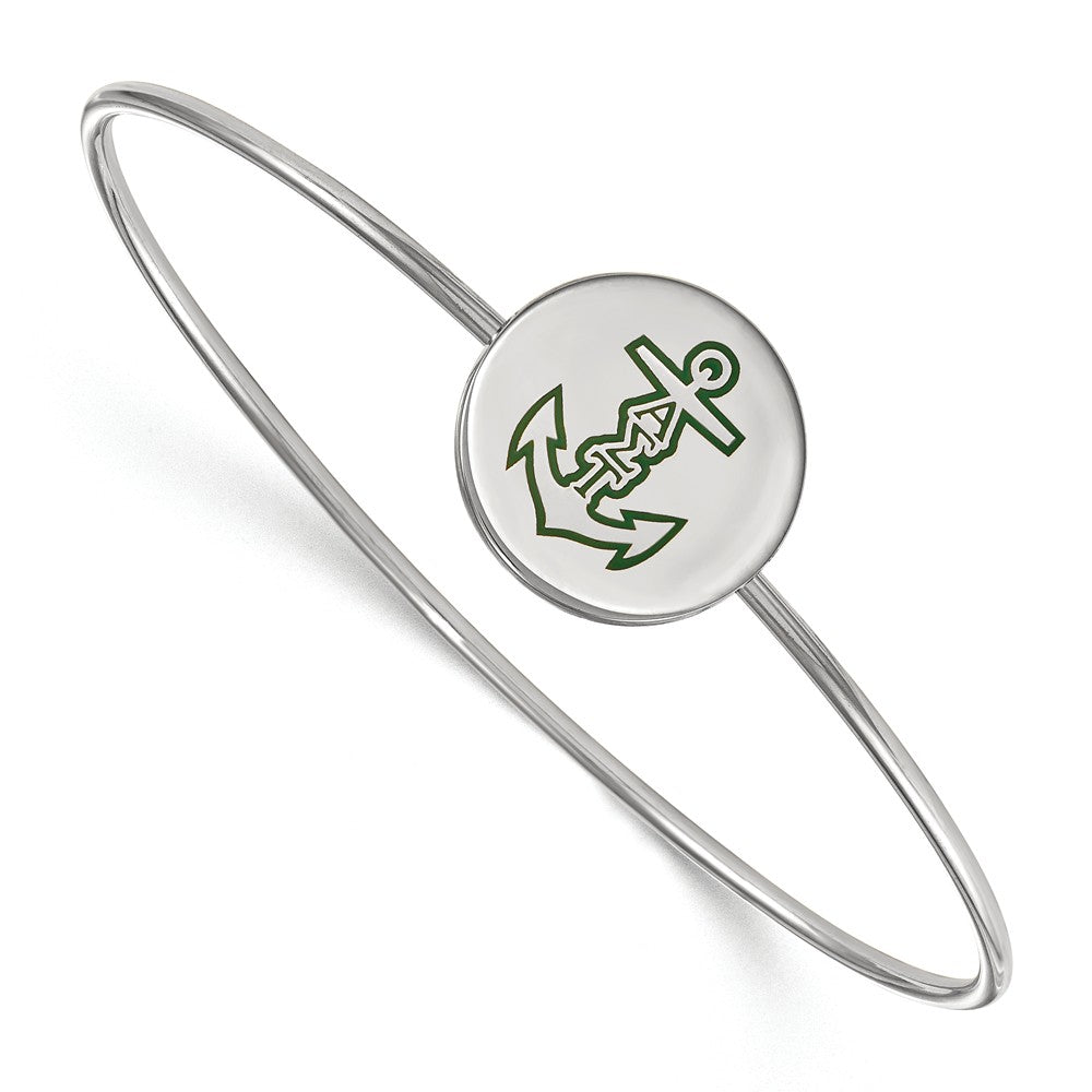 Sterling Silver Alpha Sigma Tau Enamel Anchor Bangle - 7 in., Item B15189 by The Black Bow Jewelry Co.
