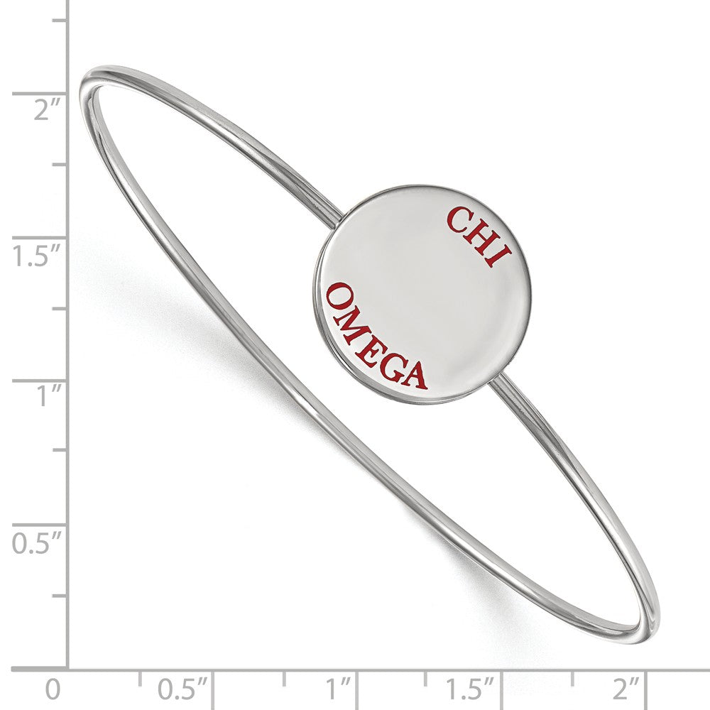 Alternate view of the Sterling Silver Chi Omega Enamel Red Letters Bangle - 7 in. by The Black Bow Jewelry Co.