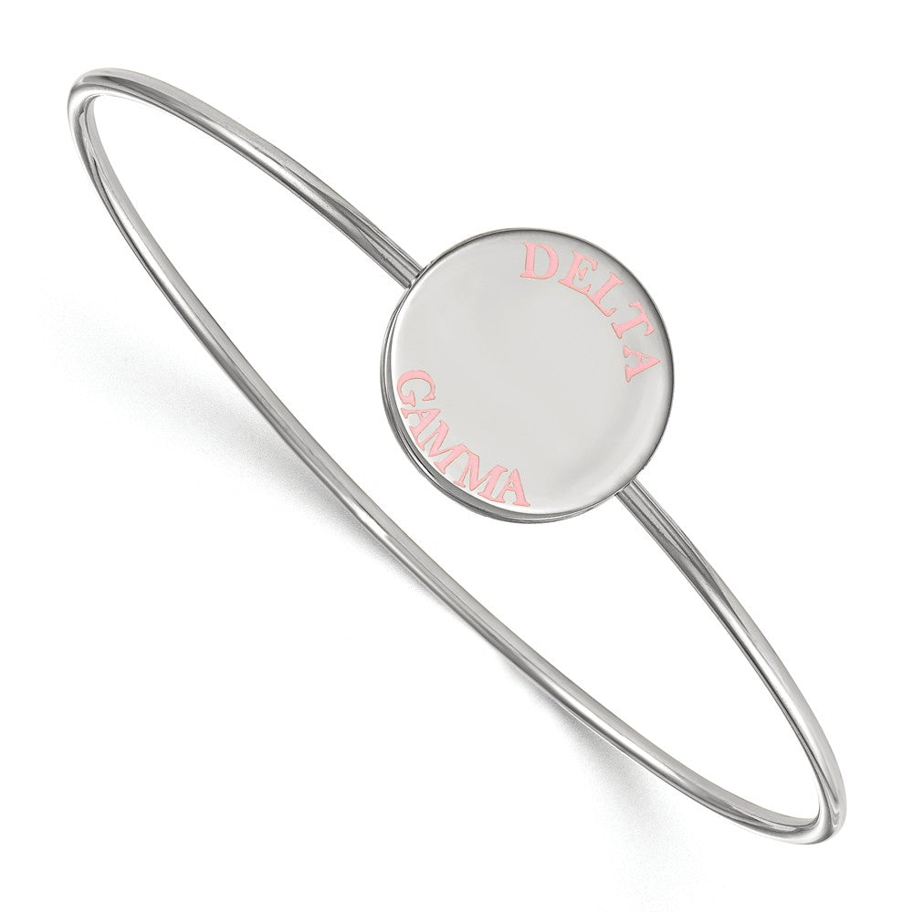 Sterling Silver Delta Gamma Enamel Pink Letters Bangle - 7 in., Item B15212 by The Black Bow Jewelry Co.