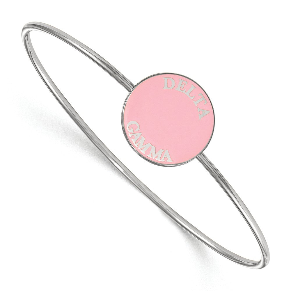 Sterling Silver Delta Gamma Pink Enamel Bangle - 7 in., Item B15213 by The Black Bow Jewelry Co.