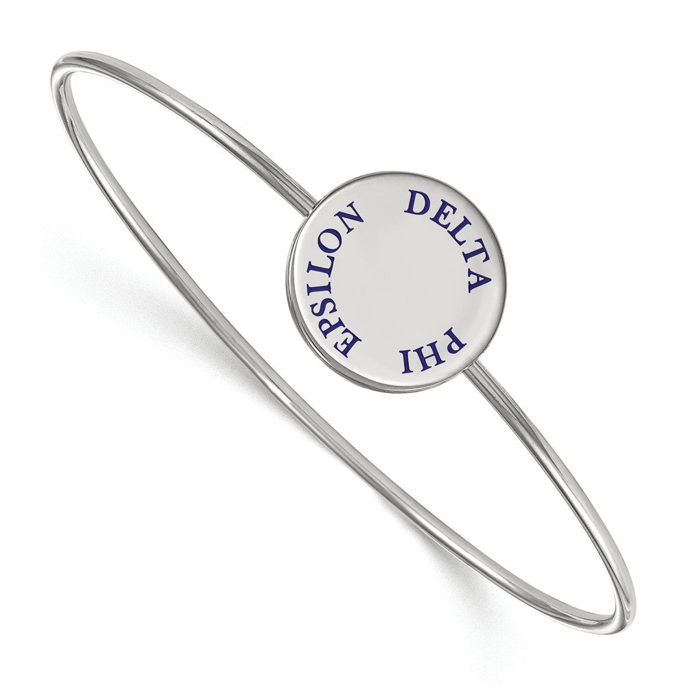 Sterling Silver Delta Phi Epsilon Enamel Blue Letters Bangle - 7 in., Item B15219 by The Black Bow Jewelry Co.