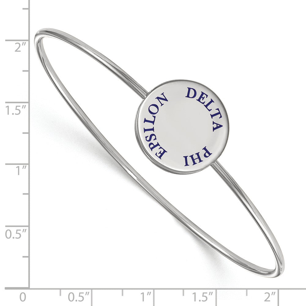 Alternate view of the Sterling Silver Delta Phi Epsilon Enamel Blue Letters Bangle - 7 in. by The Black Bow Jewelry Co.