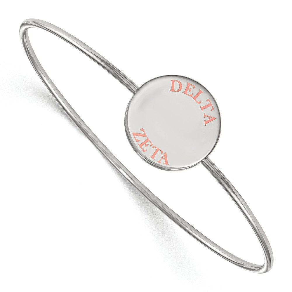 Sterling Silver Delta Zeta Enamel Coral Letters Bangle - 7 in., Item B15226 by The Black Bow Jewelry Co.