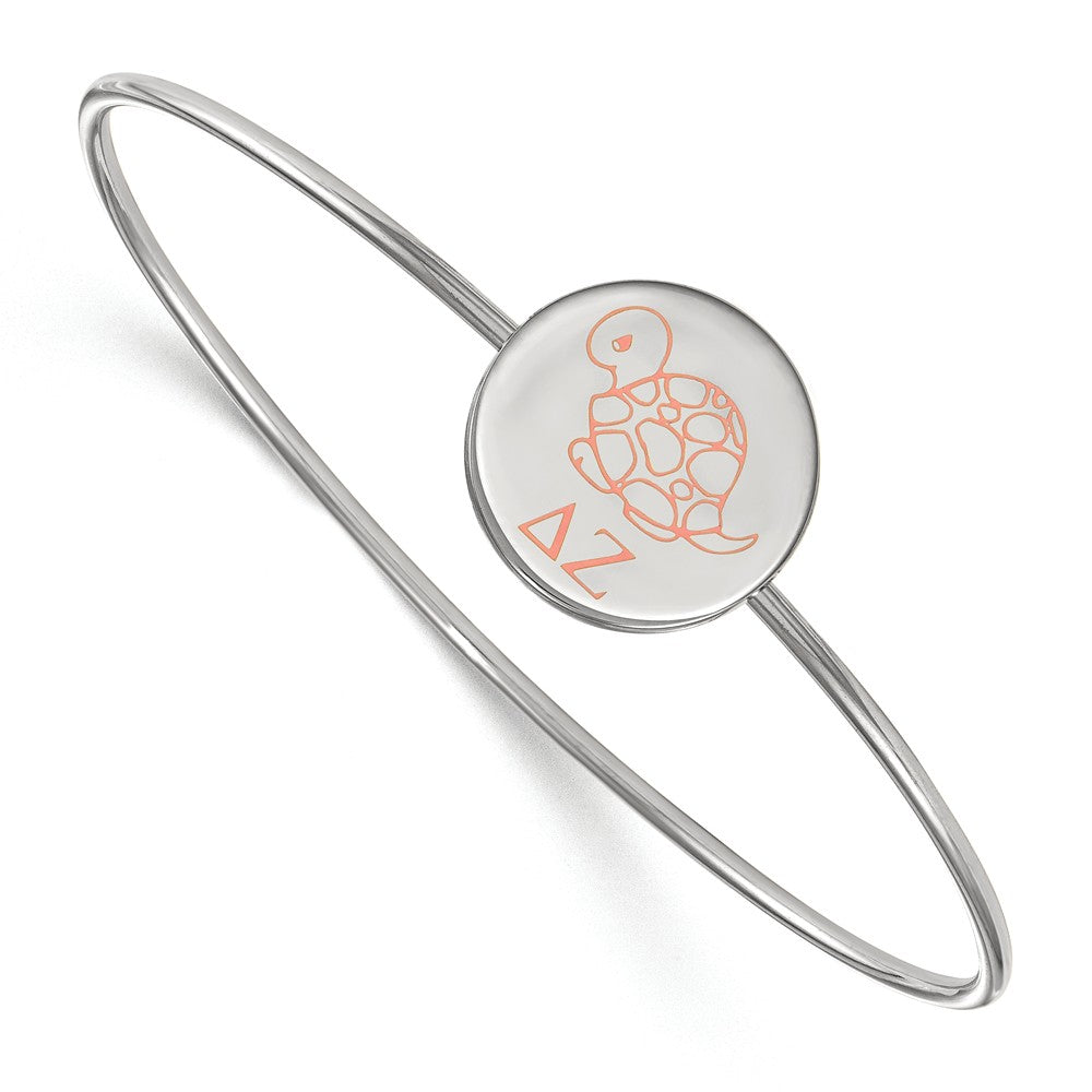 Sterling Silver Delta Zeta Enamel Coral Turtle Bangle - 7 in., Item B15231 by The Black Bow Jewelry Co.