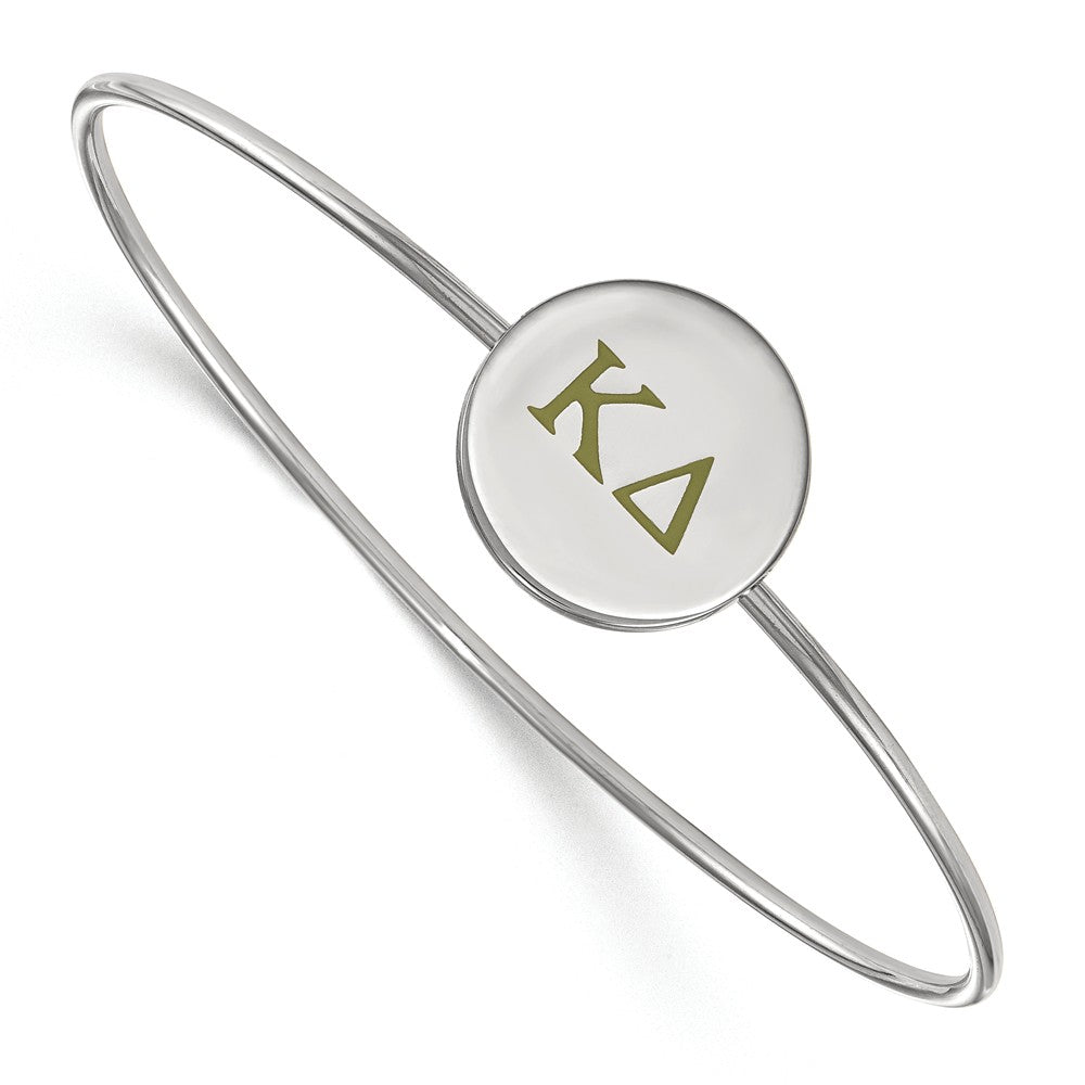 Sterling Silver Kappa Delta Enamel Green Greek Letters Bangle - 7 in., Item B15249 by The Black Bow Jewelry Co.