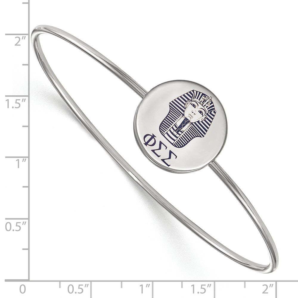 Alternate view of the Sterling Silver Phi Sigma Sigma Enamel Sphinx Bangle - 7 in. by The Black Bow Jewelry Co.