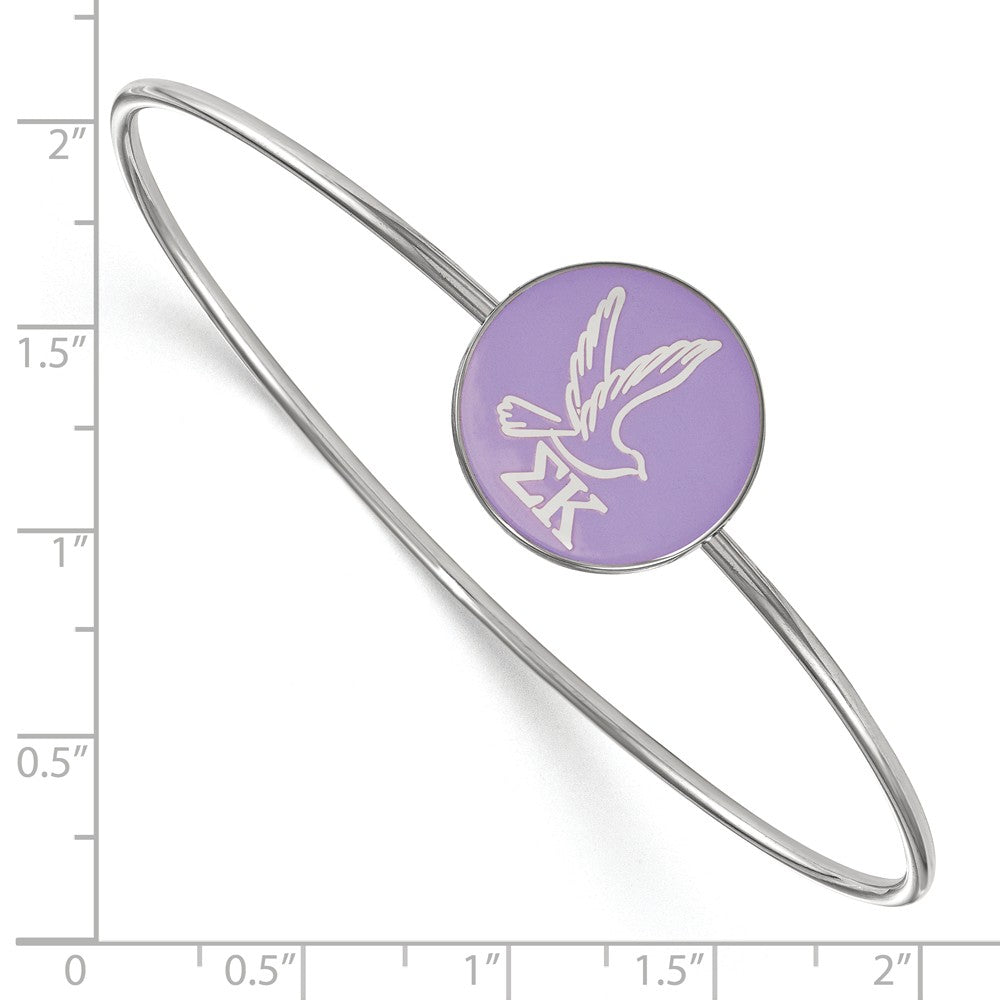 Alternate view of the Sterling Silver Sigma Kappa Enamel Bangle - 7 in. by The Black Bow Jewelry Co.
