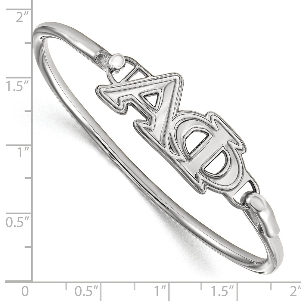Alternate view of the Sterling Silver Alpha Phi Small Clasp Bangle - 6 in. by The Black Bow Jewelry Co.