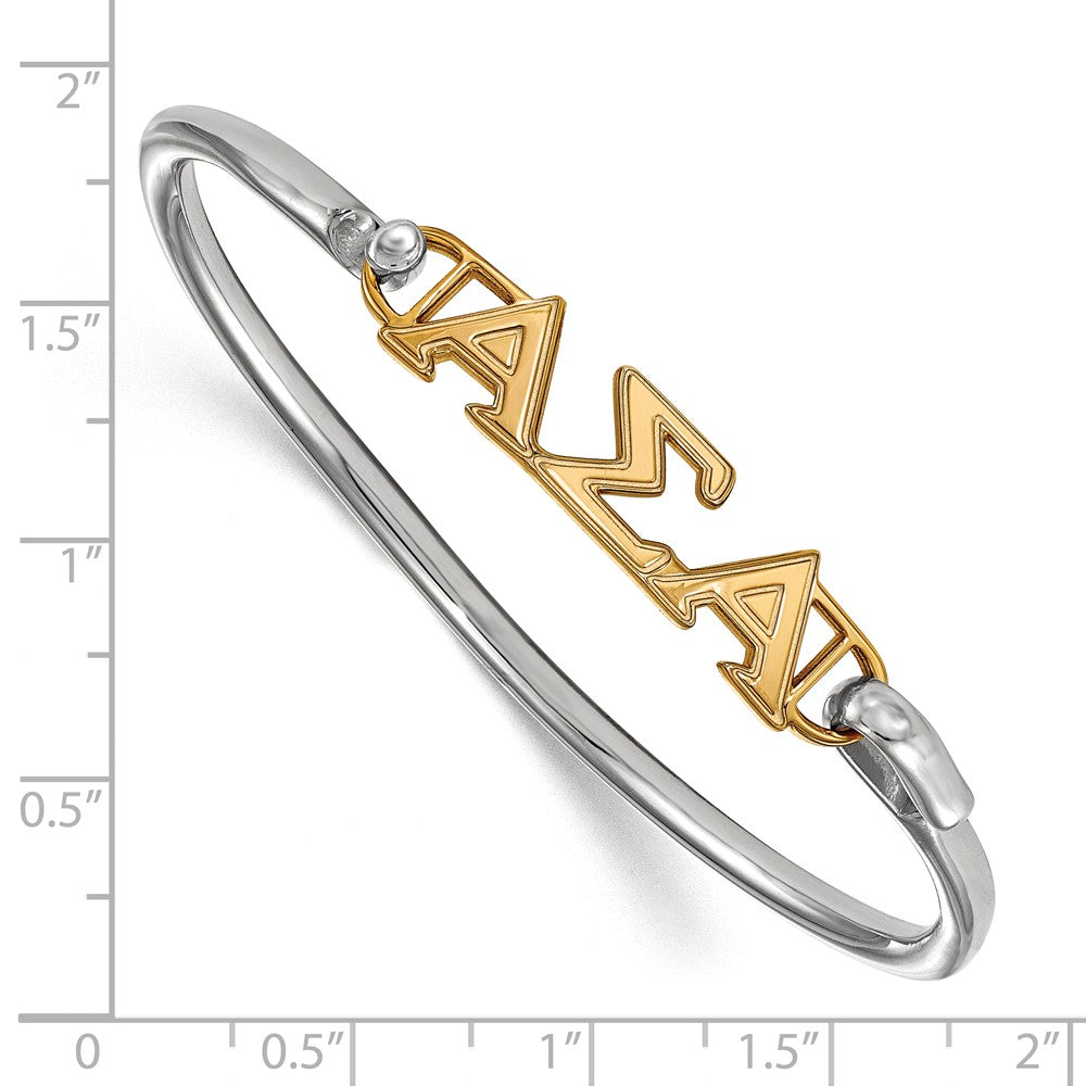 Alternate view of the 14K Plated Silver Alpha Sigma Alpha Small Clasp Bangle - 6 in. by The Black Bow Jewelry Co.