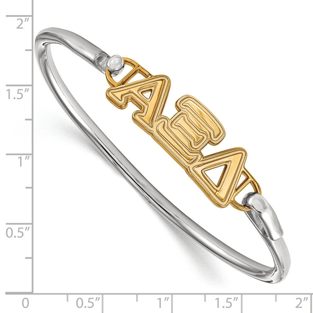 Alternate view of the 14K Plated Silver Alpha Xi Delta Small Clasp Bangle - 6 in. by The Black Bow Jewelry Co.