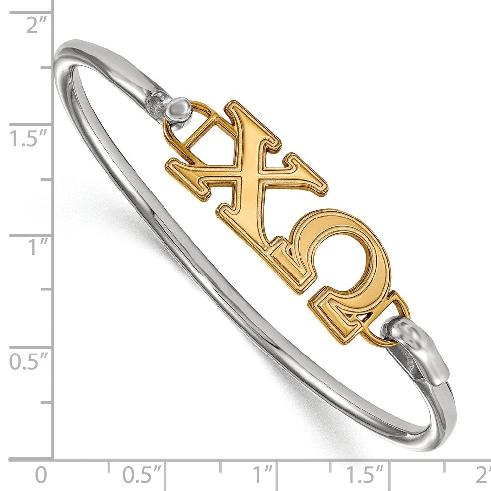 Alternate view of the 14K Plated Silver Chi Omega Clasp Bangle - 6 in. by The Black Bow Jewelry Co.