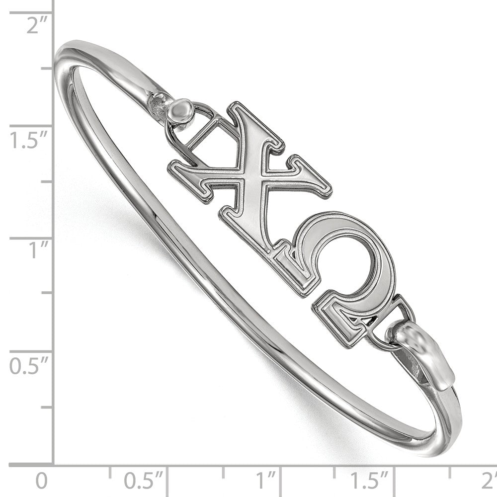 Alternate view of the Sterling Silver Chi Omega Clasp Bangle - 6 in. by The Black Bow Jewelry Co.